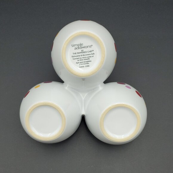 Pampered Chef Simple Additions Dots 3 Section Server Polka Dot 3 Bowl Server - Picture 2 of 3
